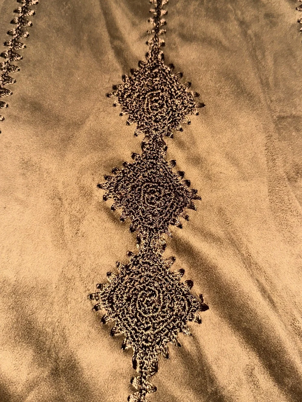 Zara Woman Faux Suede Boho Embroidered Vest & Mini Skirt Set, S